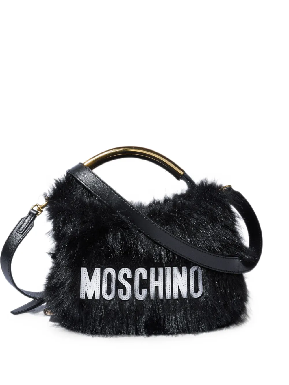 Moschino Borsa a tracolla Handle Me in pelliccia sintetica - Nero