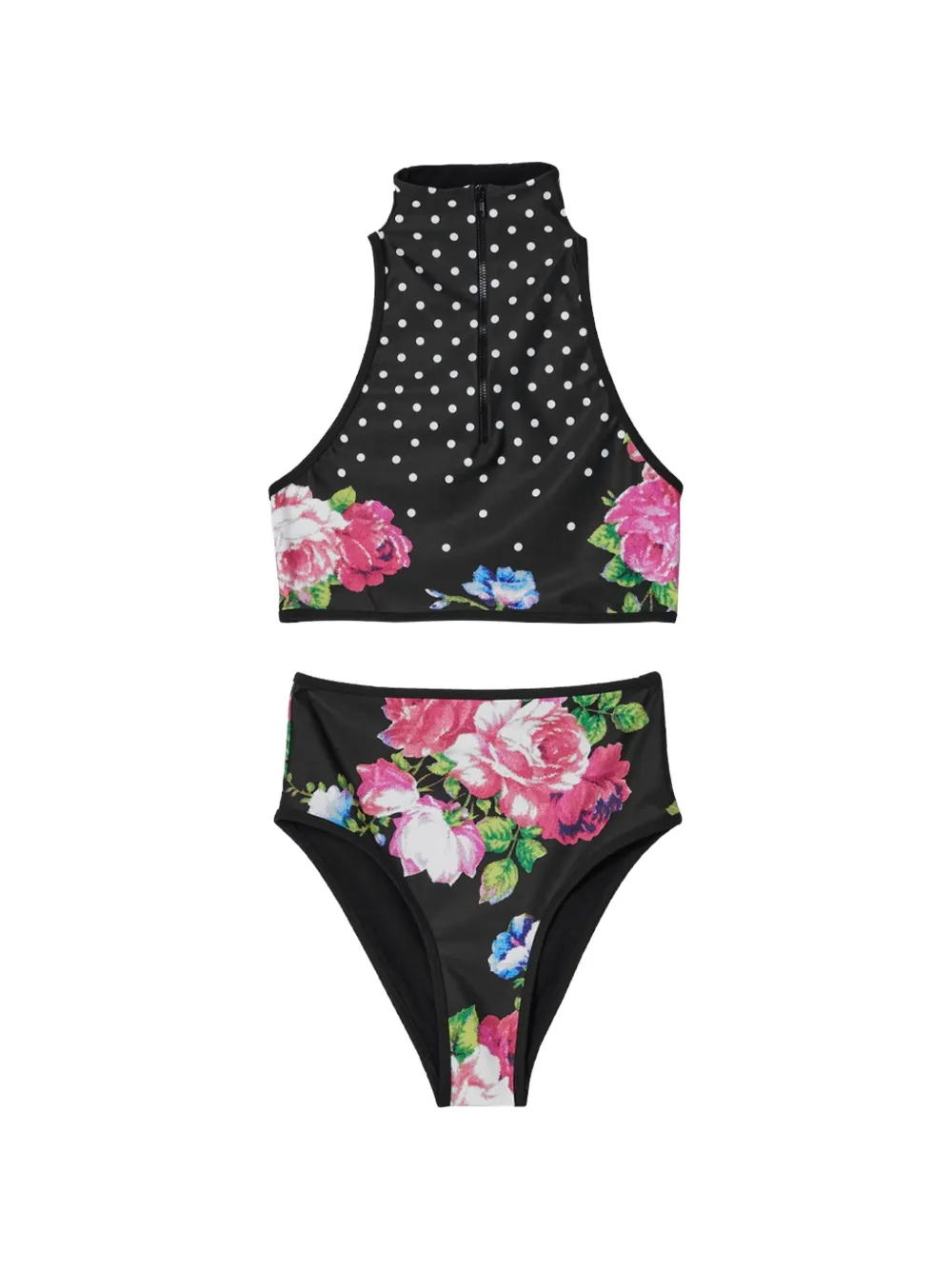 Moschino bikini fleuri à pois - Noir Moschino bikini fleuri à pois - Noir