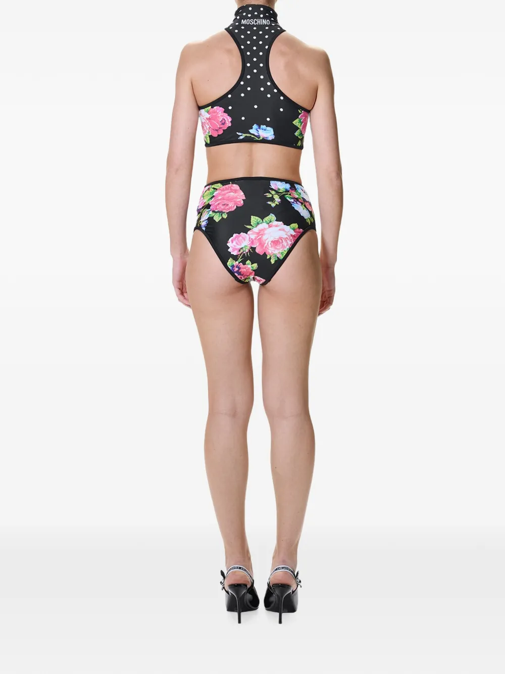 Moschino Bikini met stippen en bloemen Zwart