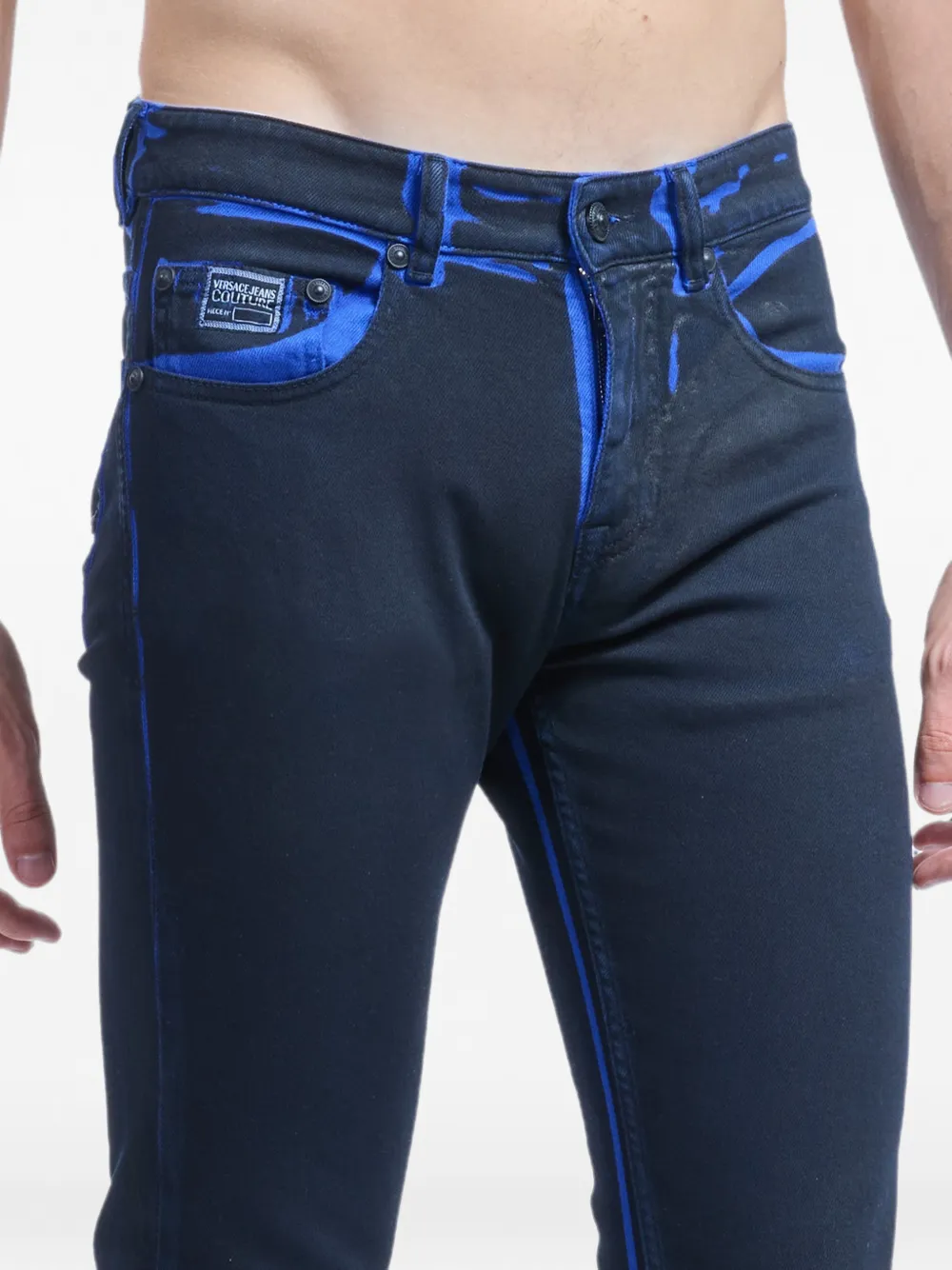 Versace Jeans Couture Nocturnal slim-fit jeans met verwassen effect Blauw