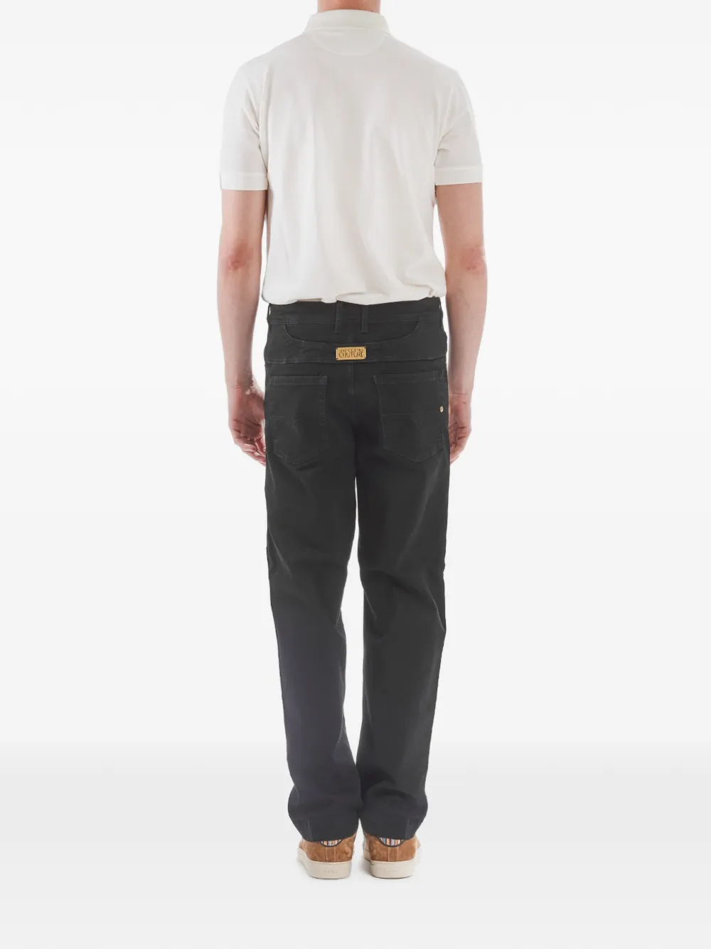 Versace Jeans Couture Regular-fit jeans met logoplakkaat Zwart