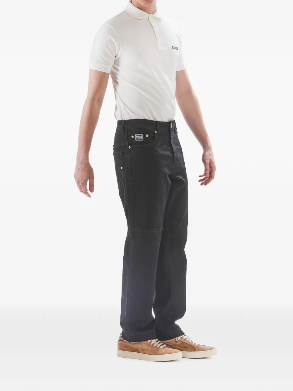 Versace Jeans Couture Regular-fit jeans met logoplakkaat Zwart