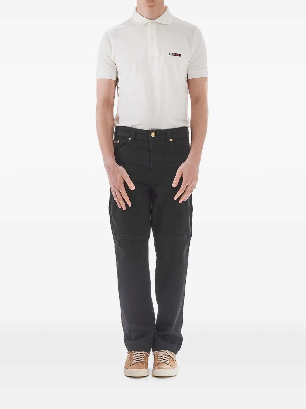 Versace Jeans Couture Regular-fit jeans met logoplakkaat Zwart
