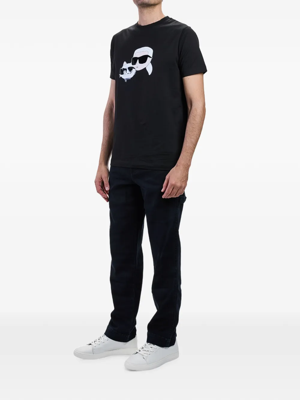 Karl Lagerfeld Karl & Choupette T-shirt met grafische print Zwart