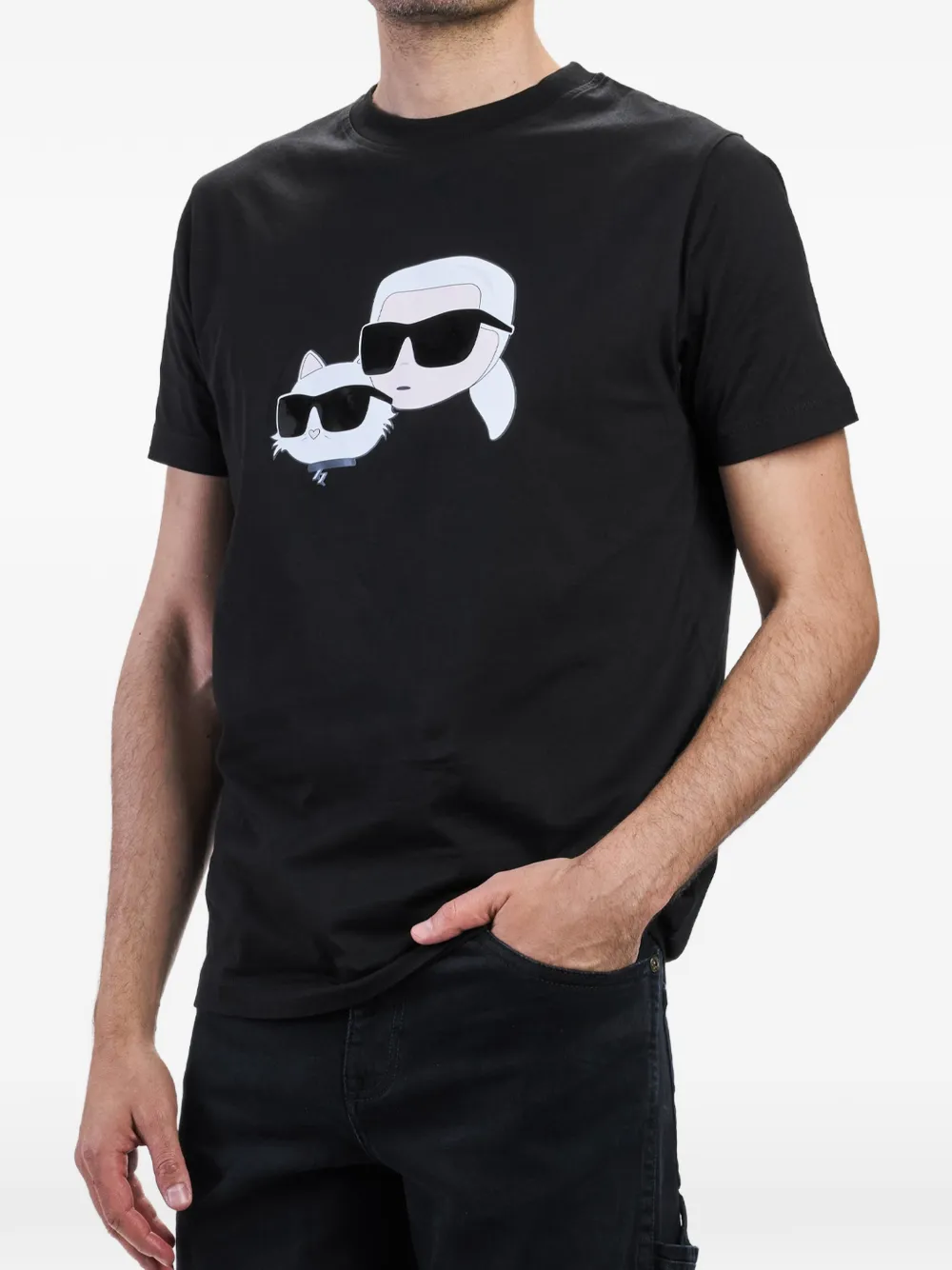Karl Lagerfeld Karl & Choupette T-shirt met grafische print Zwart