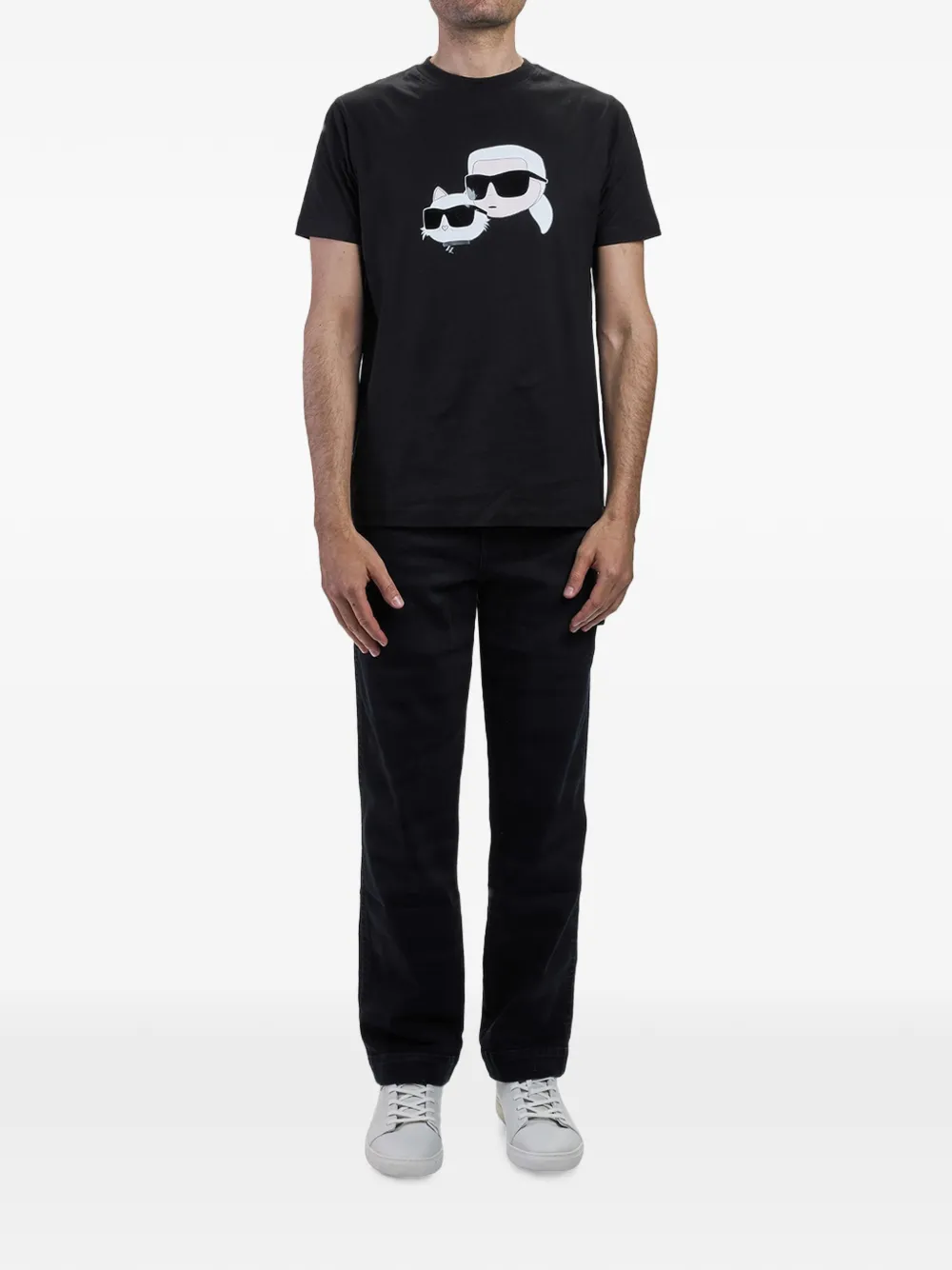 Karl Lagerfeld Karl & Choupette T-shirt met grafische print Zwart