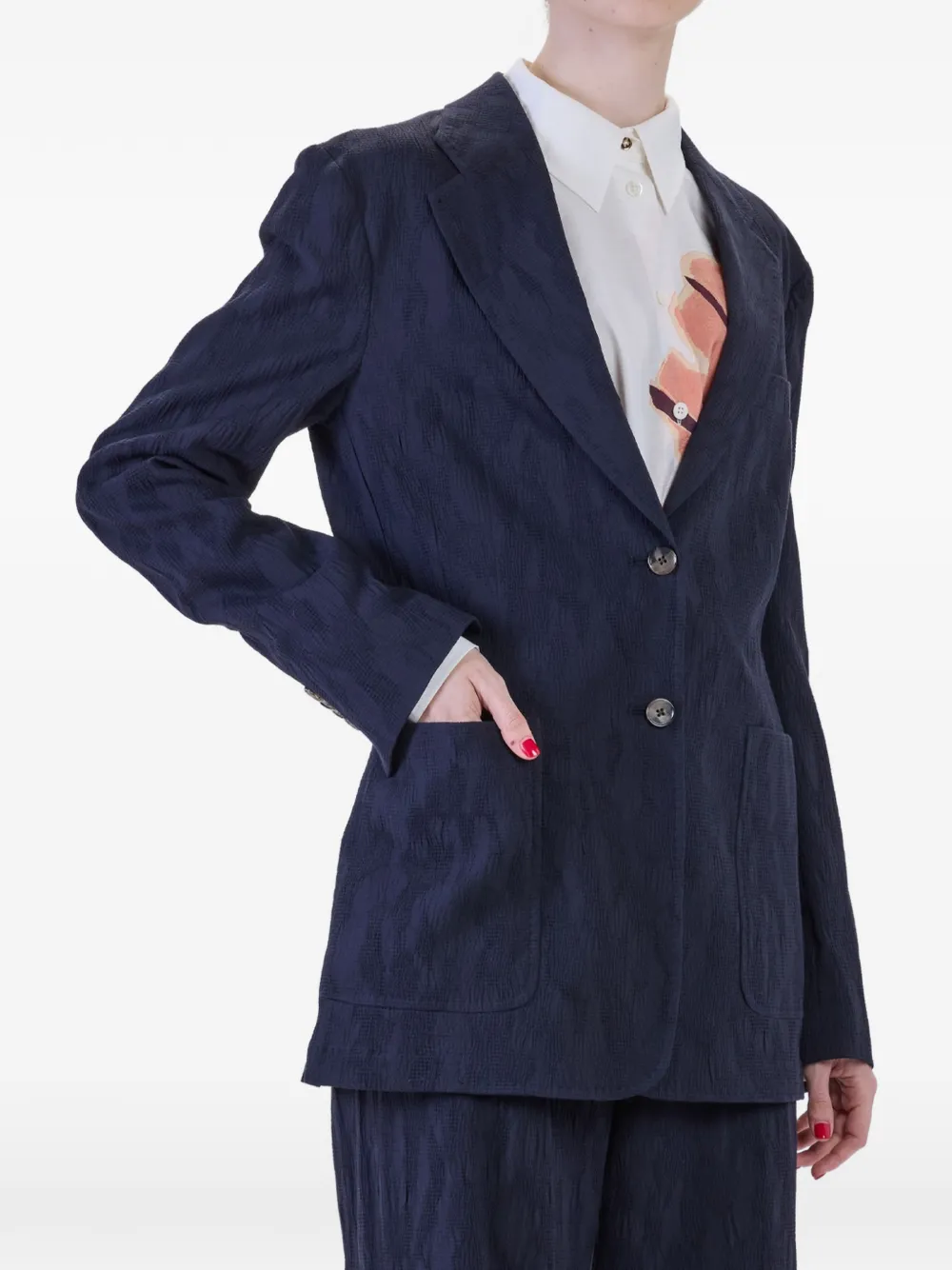 Paul Smith Seersucker blazer met enkele rij knopen Blauw