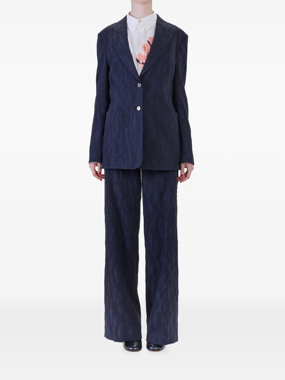 Paul Smith Seersucker blazer met enkele rij knopen Blauw