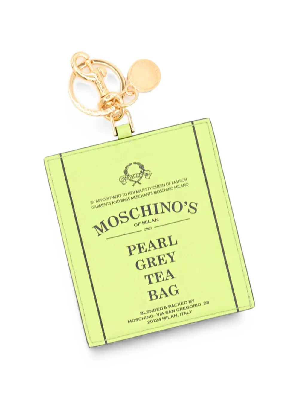 Moschino logo-print tea-bag-motif keyring