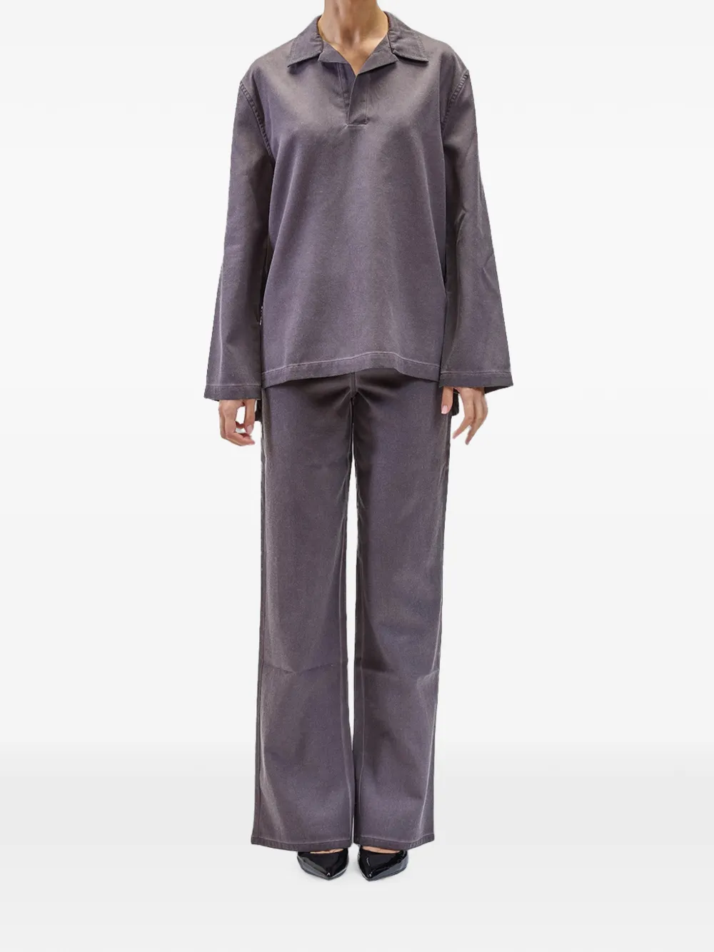Sunnei contrast-stitch rear-slit trousers Paars