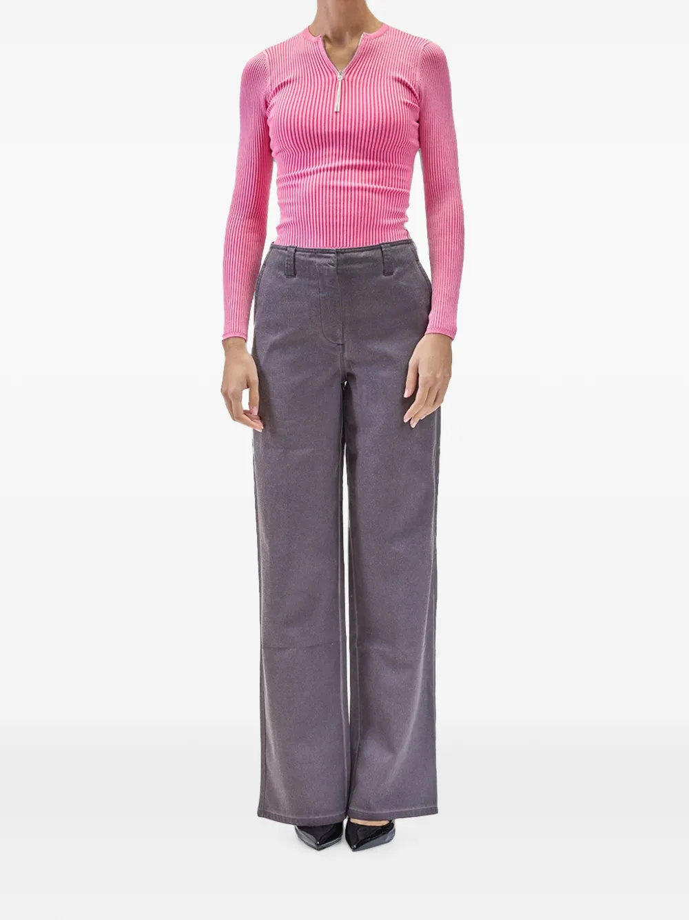 Sunnei contrast-stitch rear-slit trousers Paars