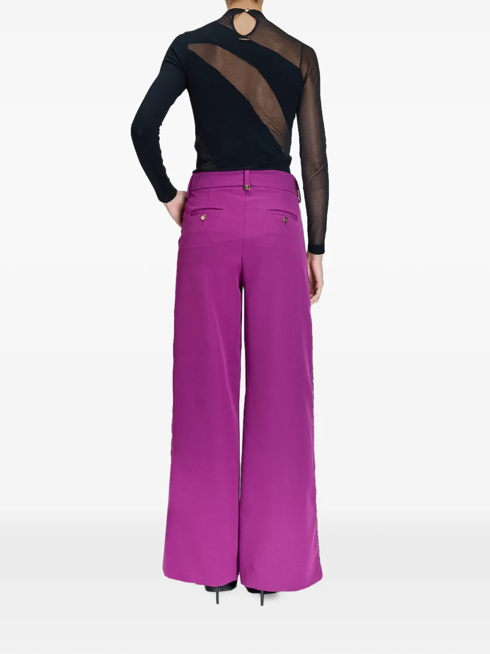 Just Cavalli Broek met wijde pijpen en haak detail Paars