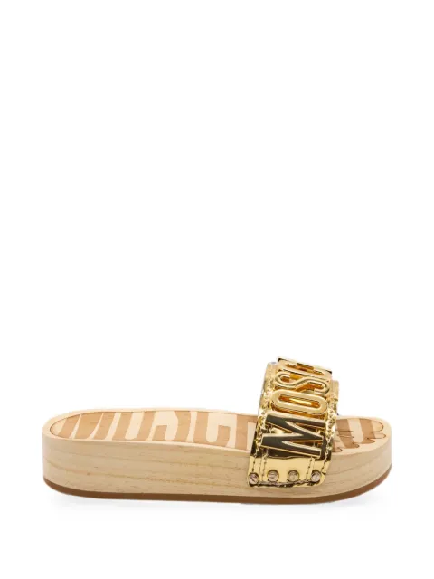 Moschino logo-plaque buckle-detail flat sandals