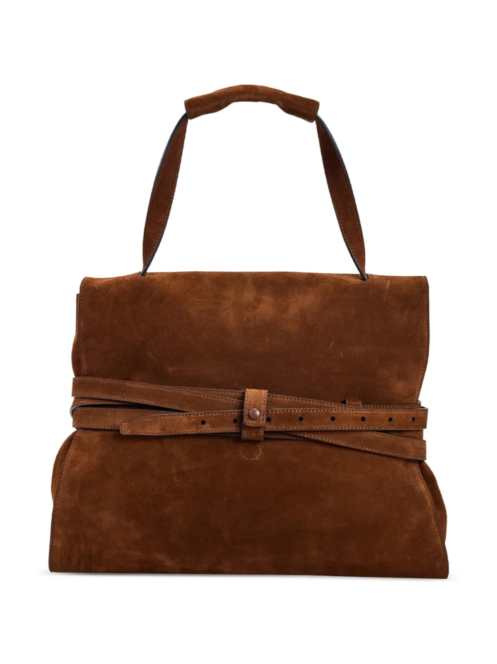 Moschino Tie Me suède shopper met gesp Bruin