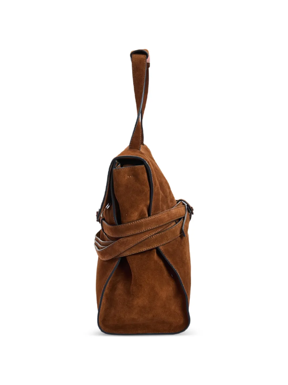 Moschino Tie Me suède shopper met gesp Bruin