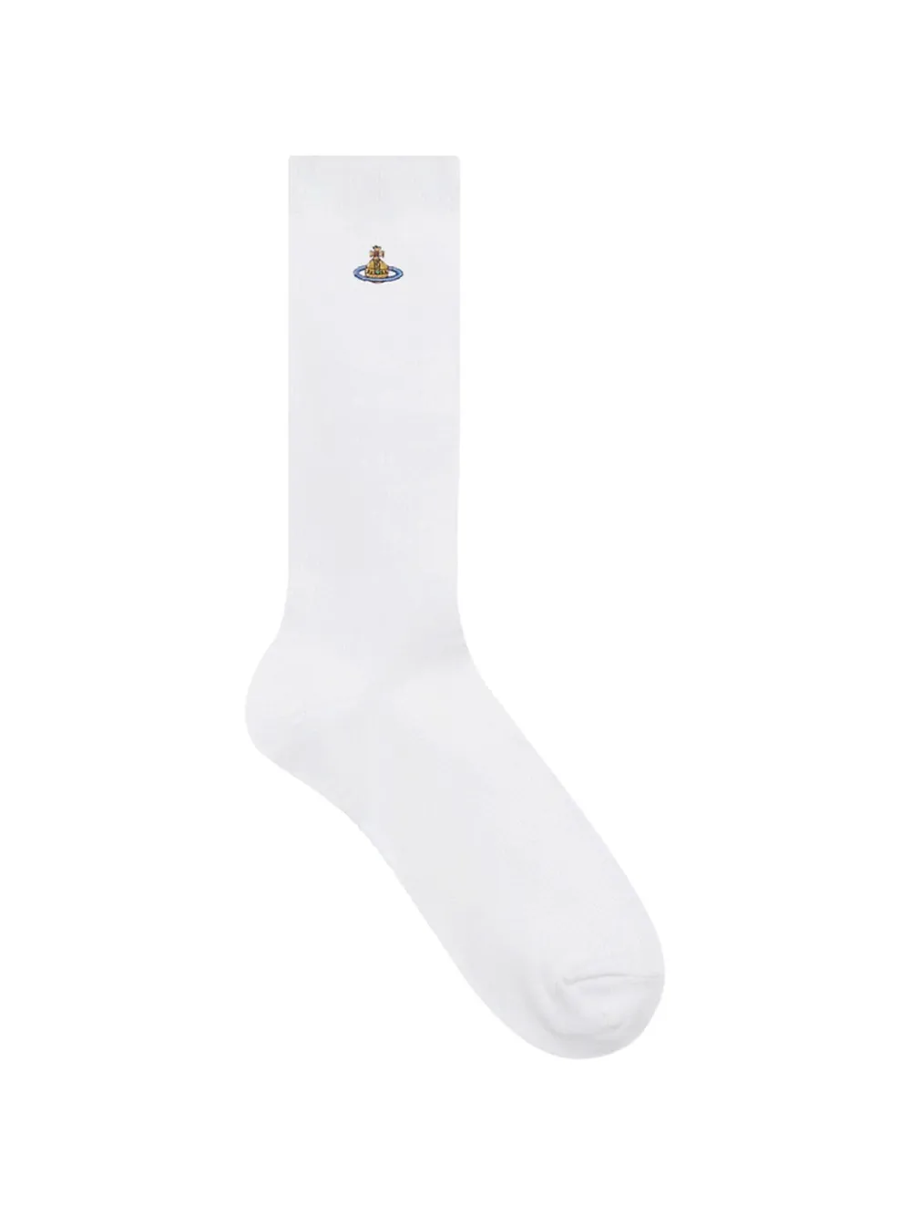 Vivienne Westwood Orb-embroidered Ribbed Socks In White