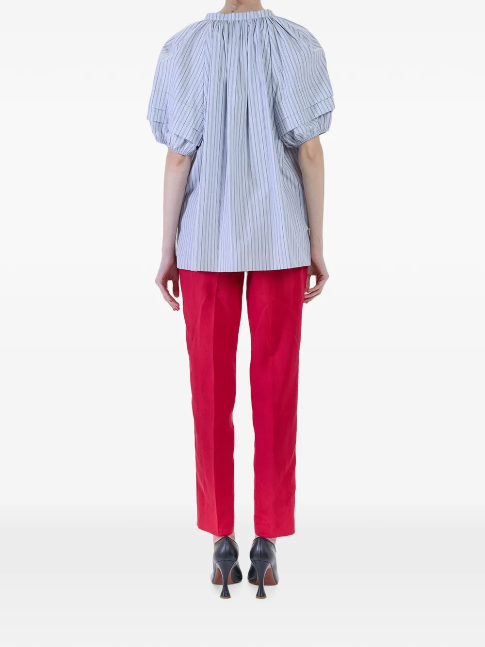 Paul Smith Striped Ruffle-sleeve Blouse in Blue, view 4