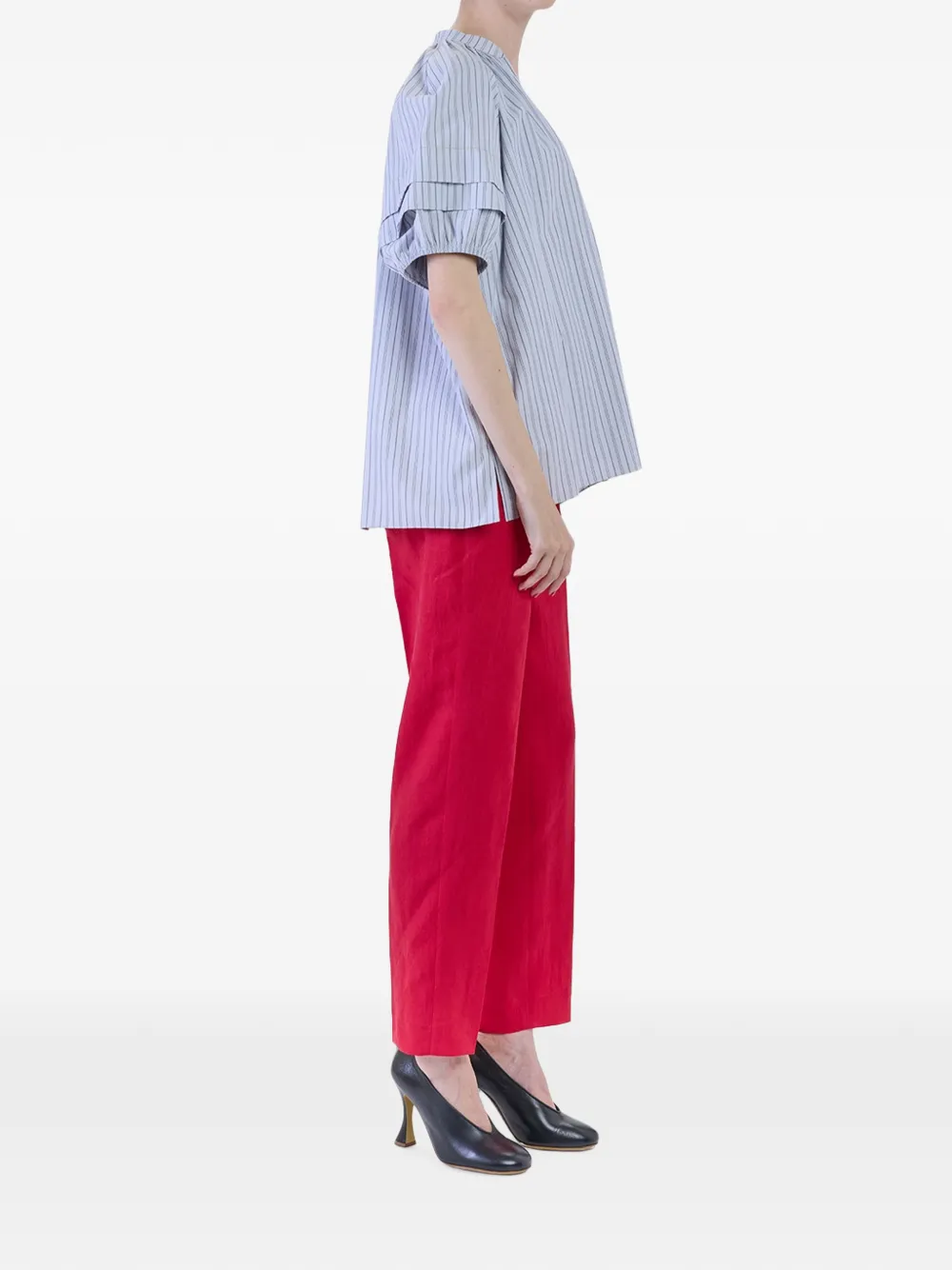 Paul Smith Striped Ruffle-sleeve Blouse in Blue, view 3
