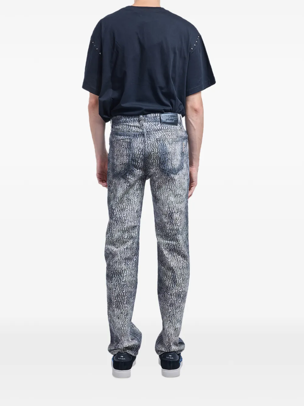 Just Cavalli Jeans met verwassen effect en logo-print Blauw