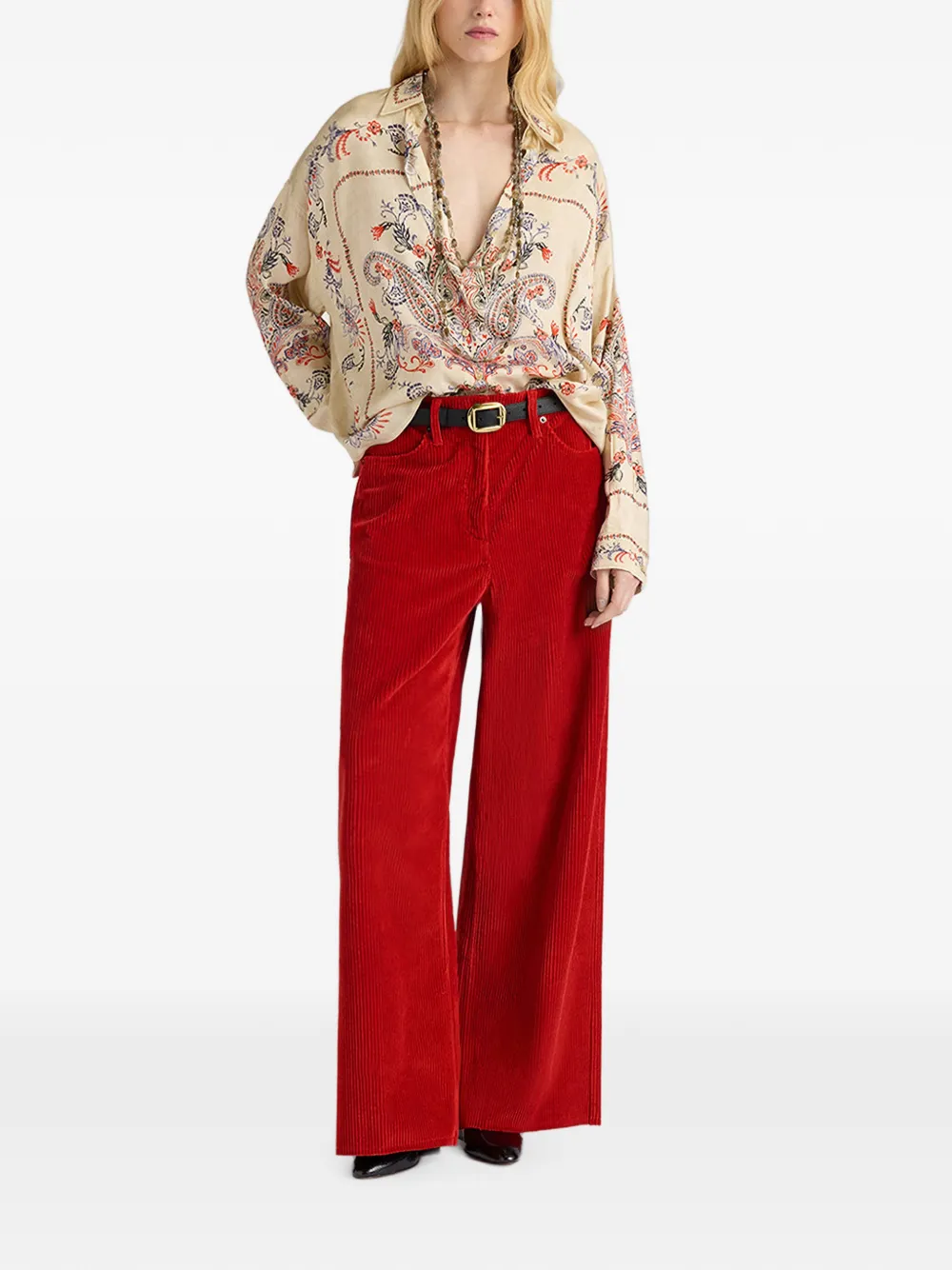 MOMONÌ Pitanga Bis blouse met print Beige