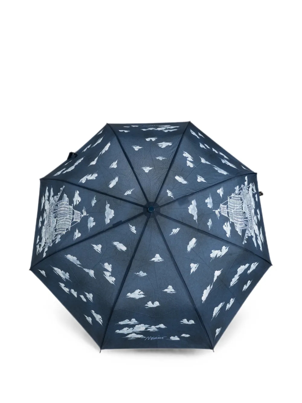Moschino Cloud-print Folding Umbrella In Blue