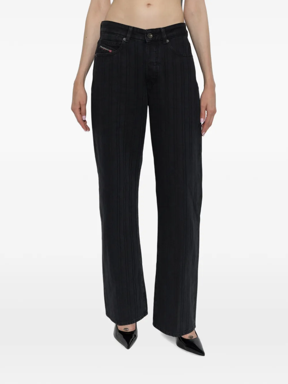 Diesel 1971 D-SENT jeans met krijtstreep Zwart