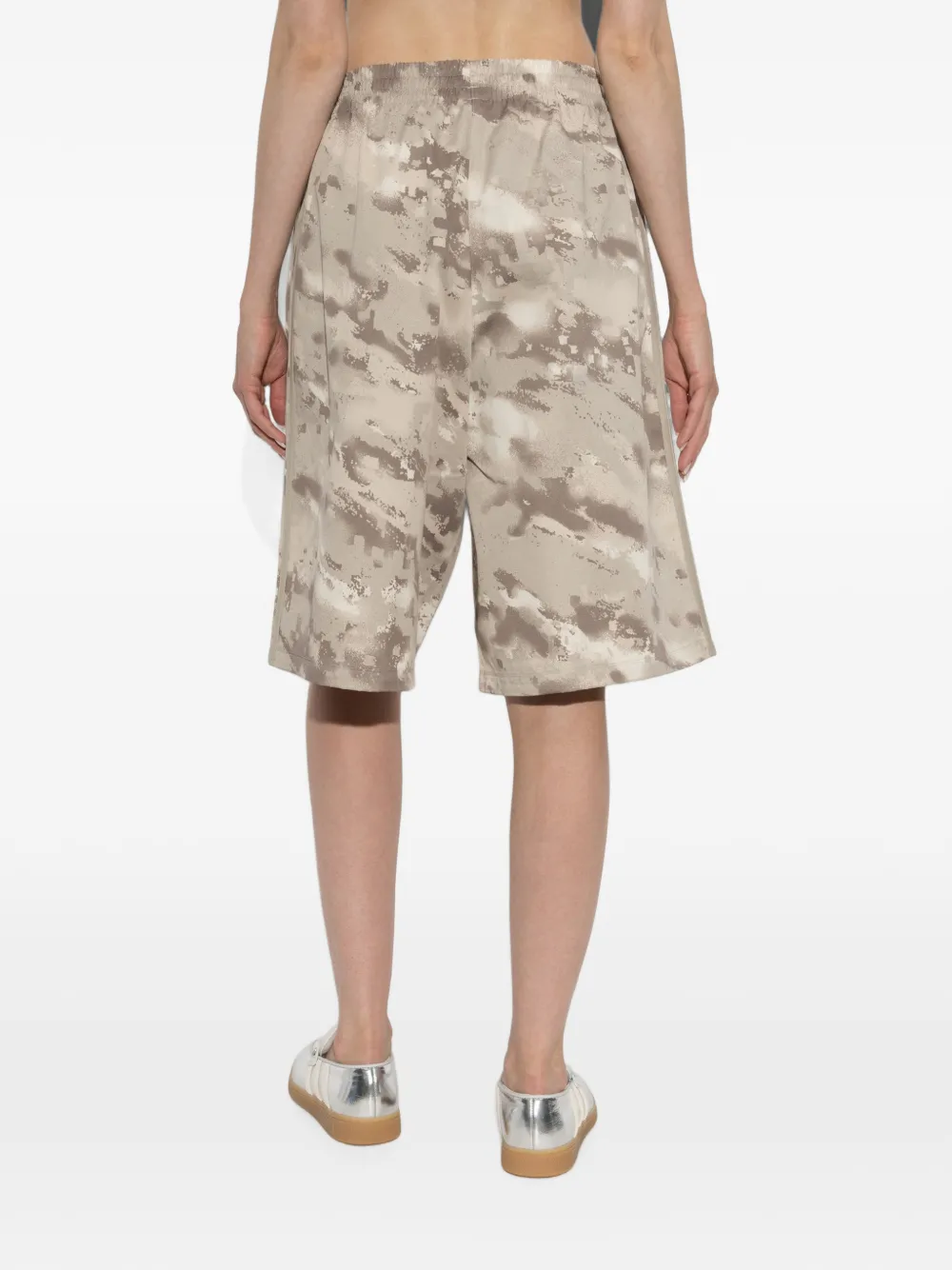 adidas abstract-print logo-embroidered shorts Beige