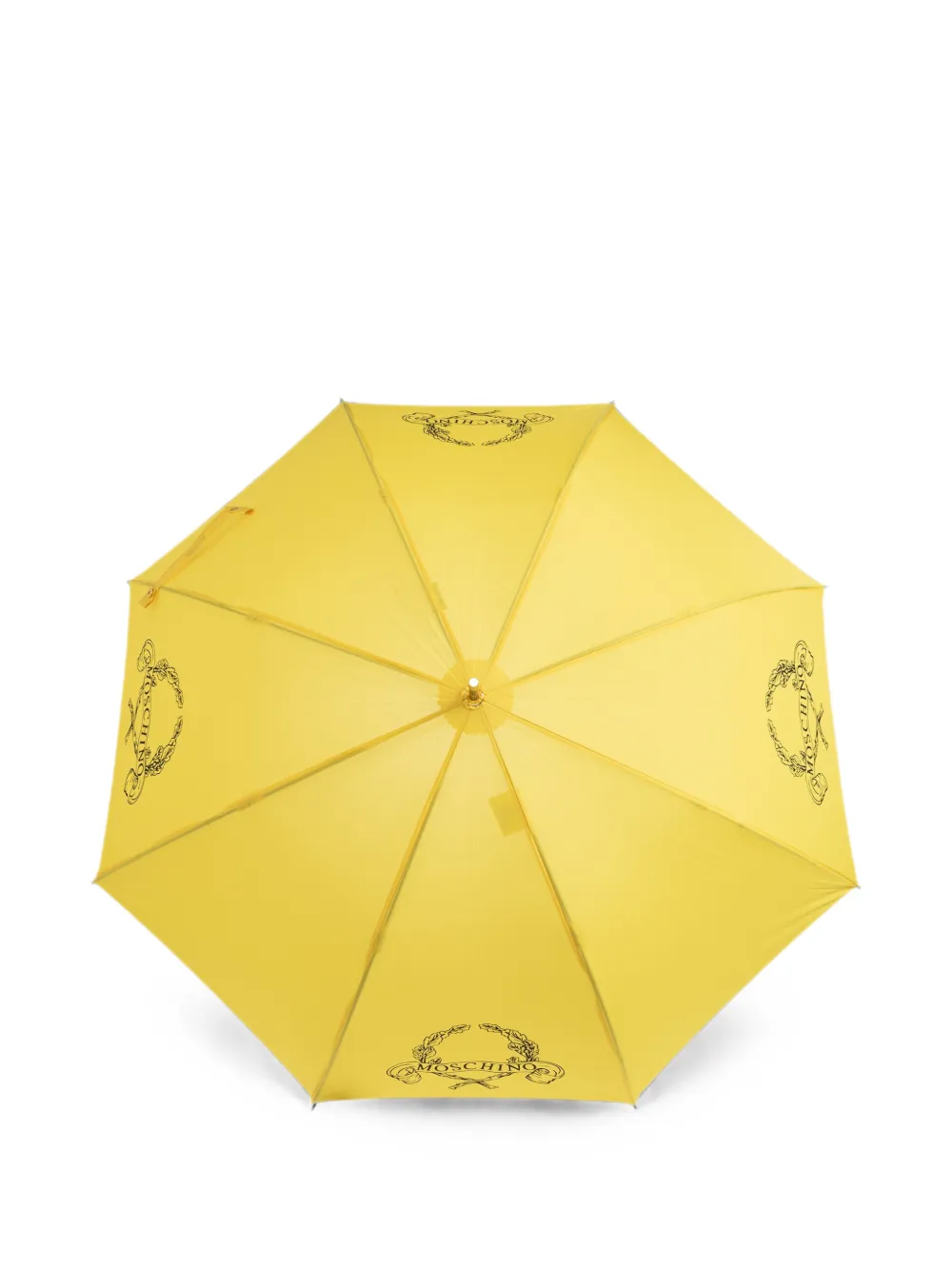 Moschino Logo-print Curved-handle Umbrella In Yellow