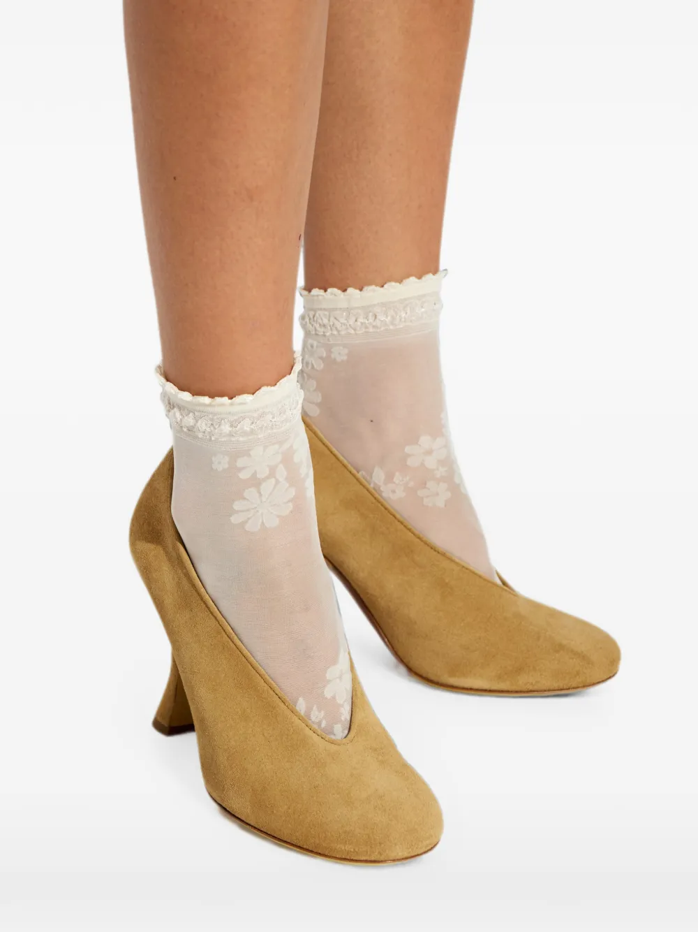 Moschino suede V-cut pumps Beige