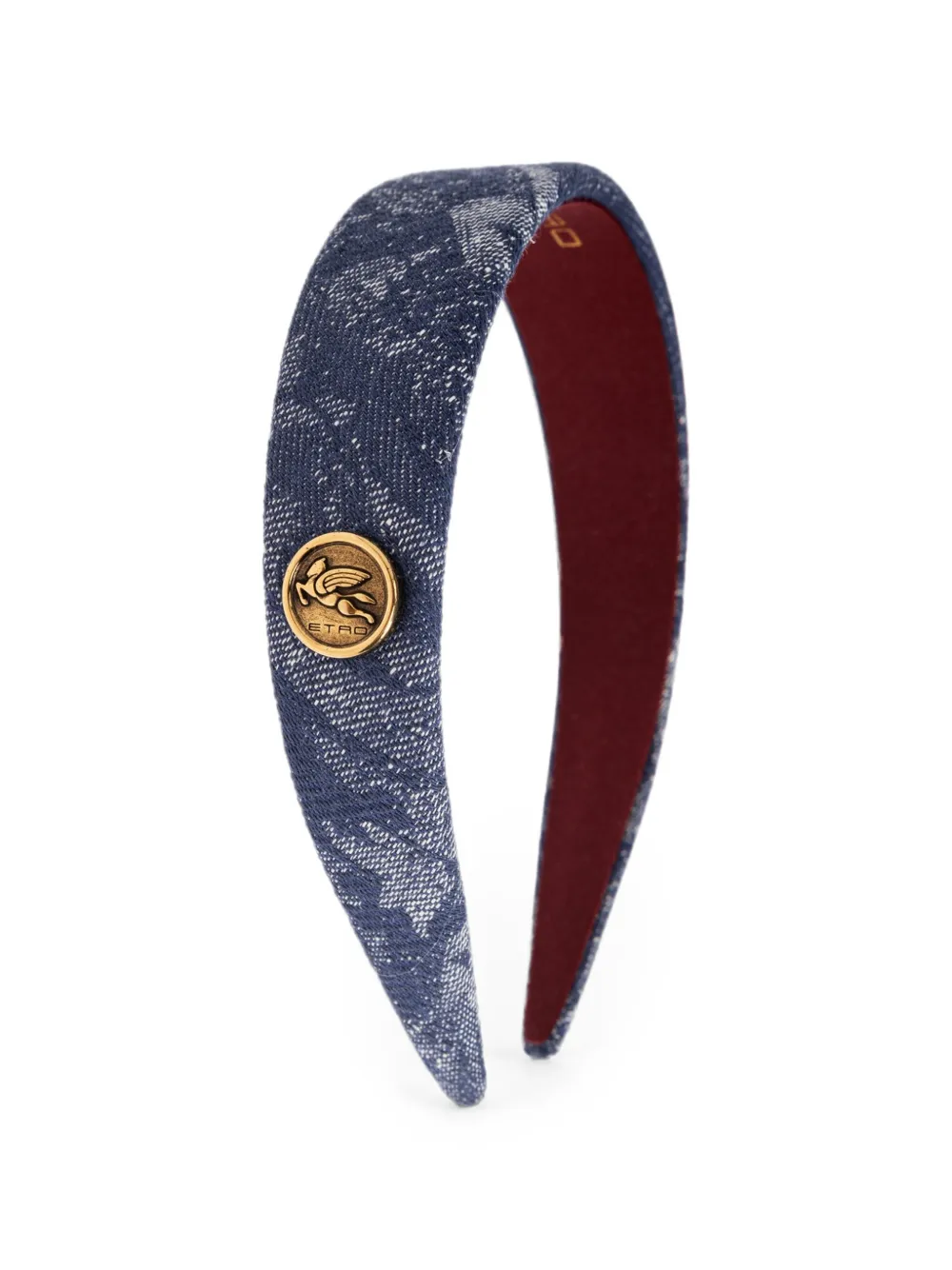 Etro Logo-plaque Floral-jacquard Headband In Blue