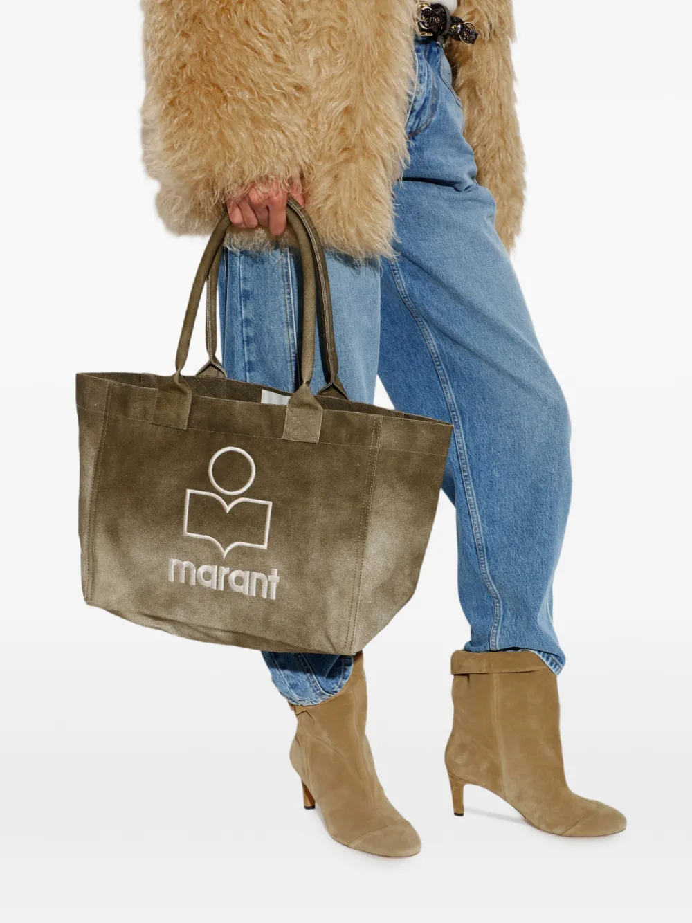 ISABEL MARANT Yenky shopper met geborduurd logo Groen