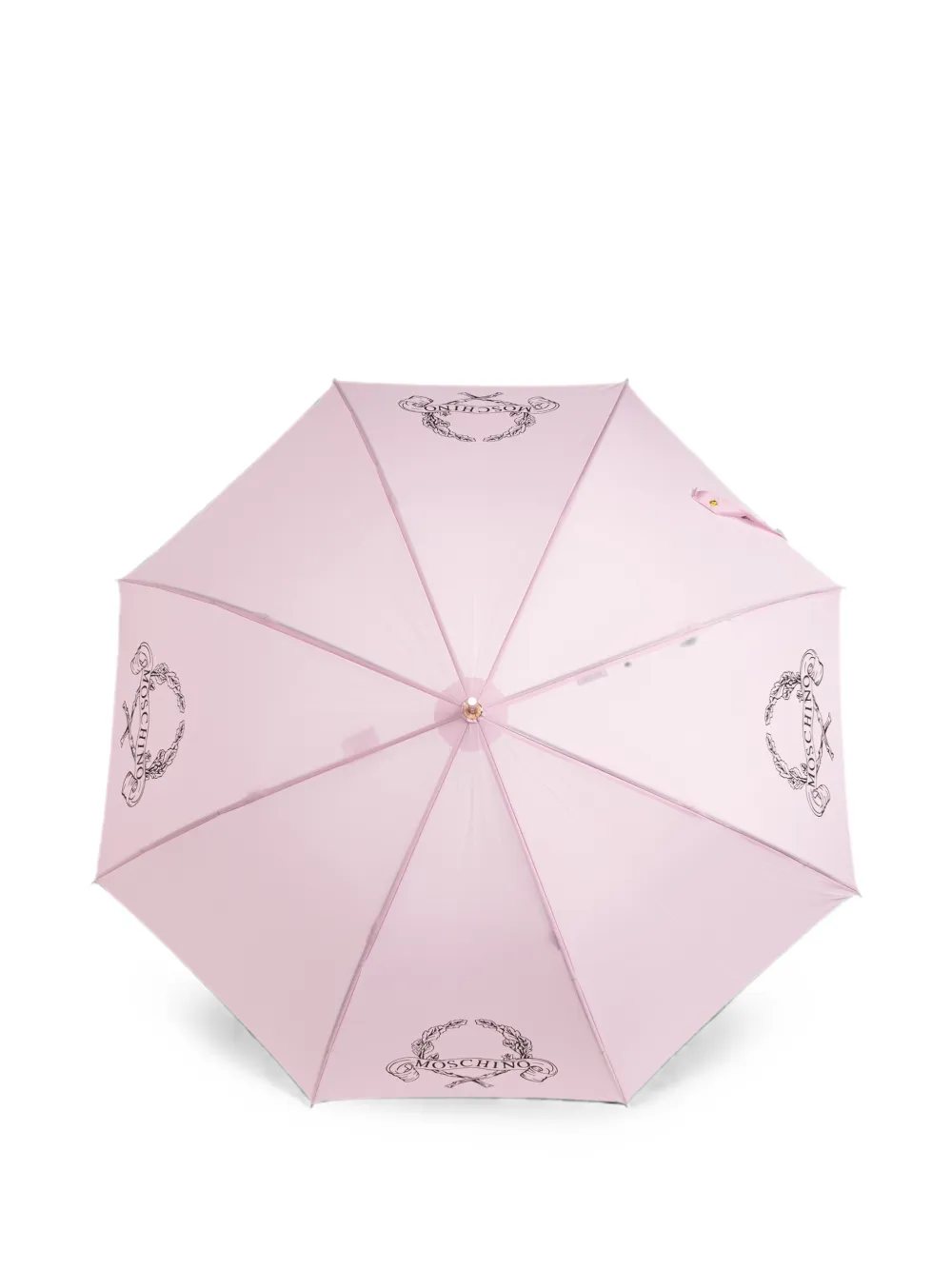Moschino Paraplu met gewelfd handvat en logoprint Roze