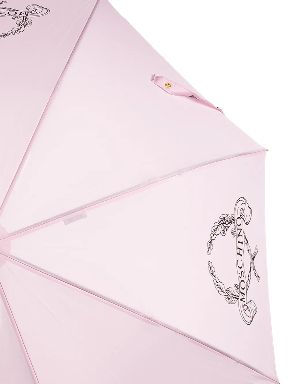 Moschino Paraplu met gewelfd handvat en logoprint Roze