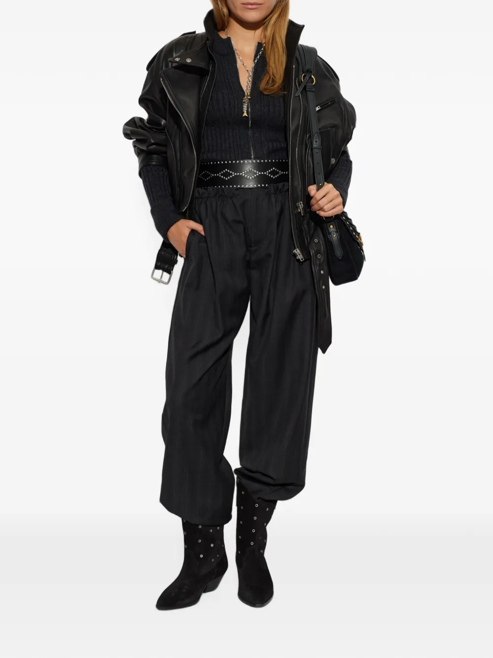 ISABEL MARANT Mayera pinstripe wool trousers Zwart