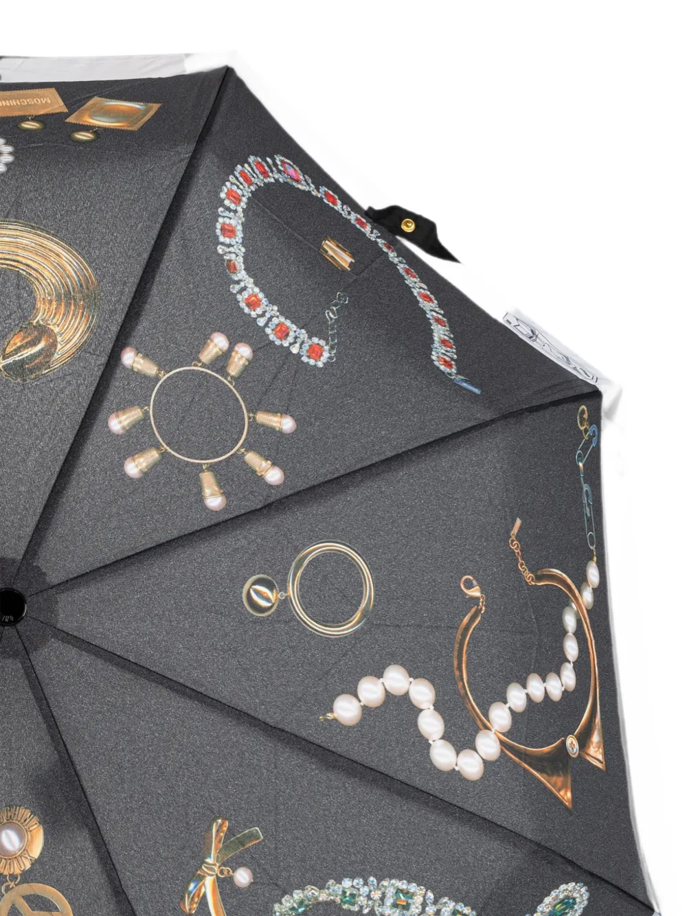 Moschino Opvouwbare paraplu met sieradenprint Grijs