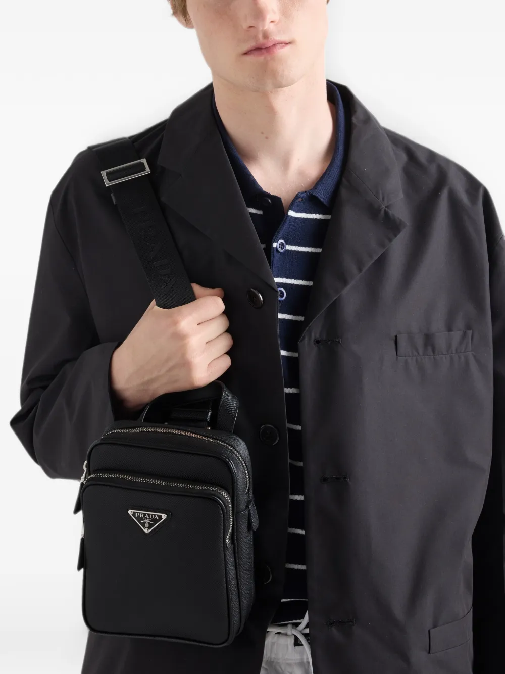 Prada Saffiano leren mini-rugzak Zwart
