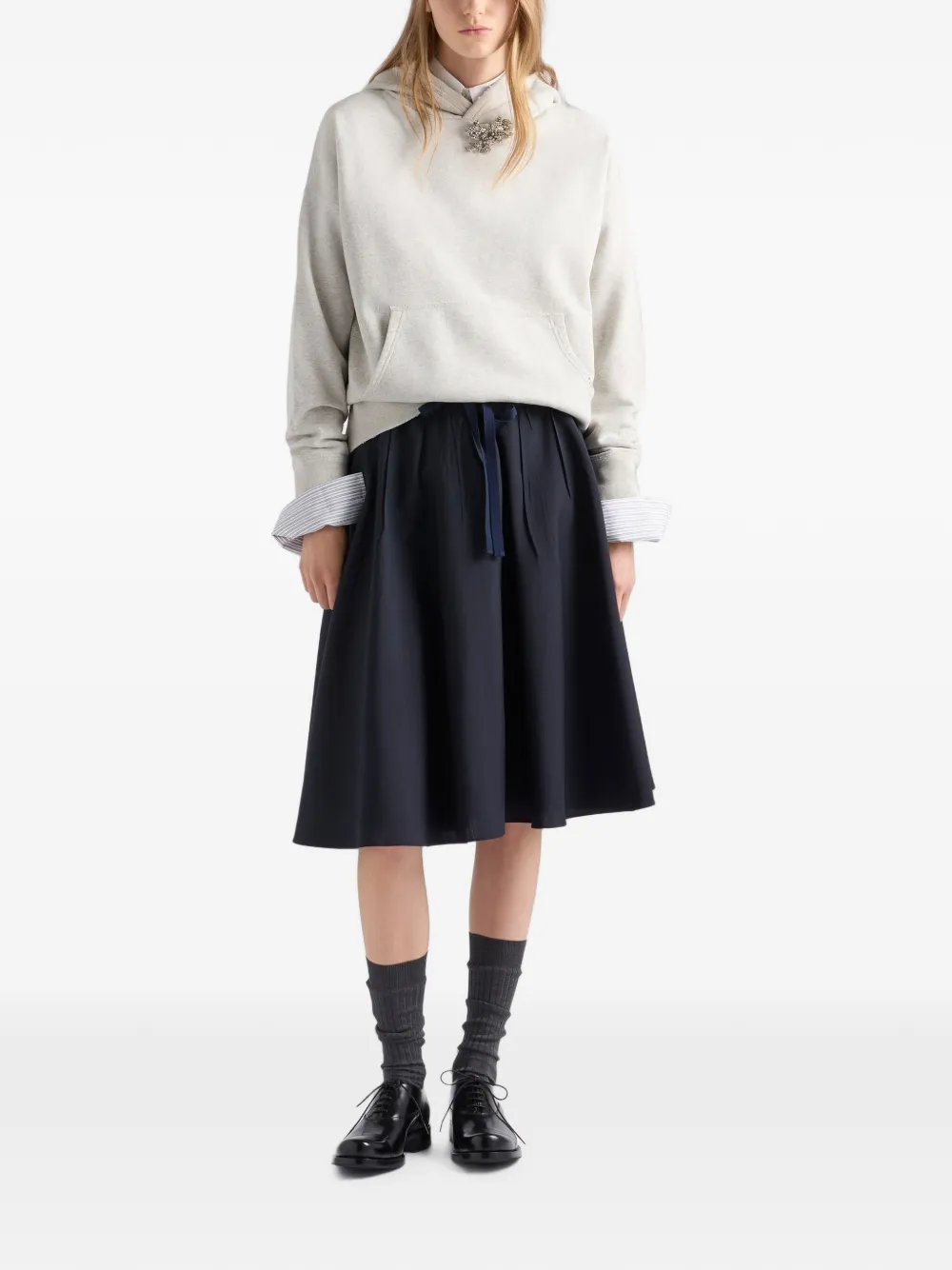 Prada A-lijn midi-rok met trekkoord Blauw