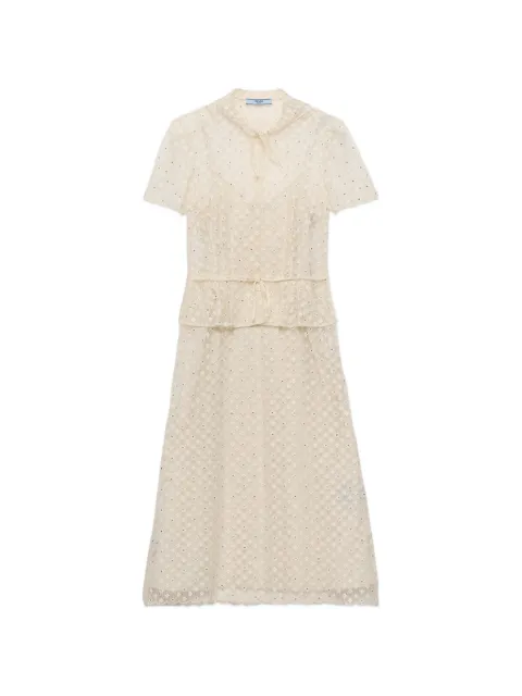 Prada Vestido com renda bordada