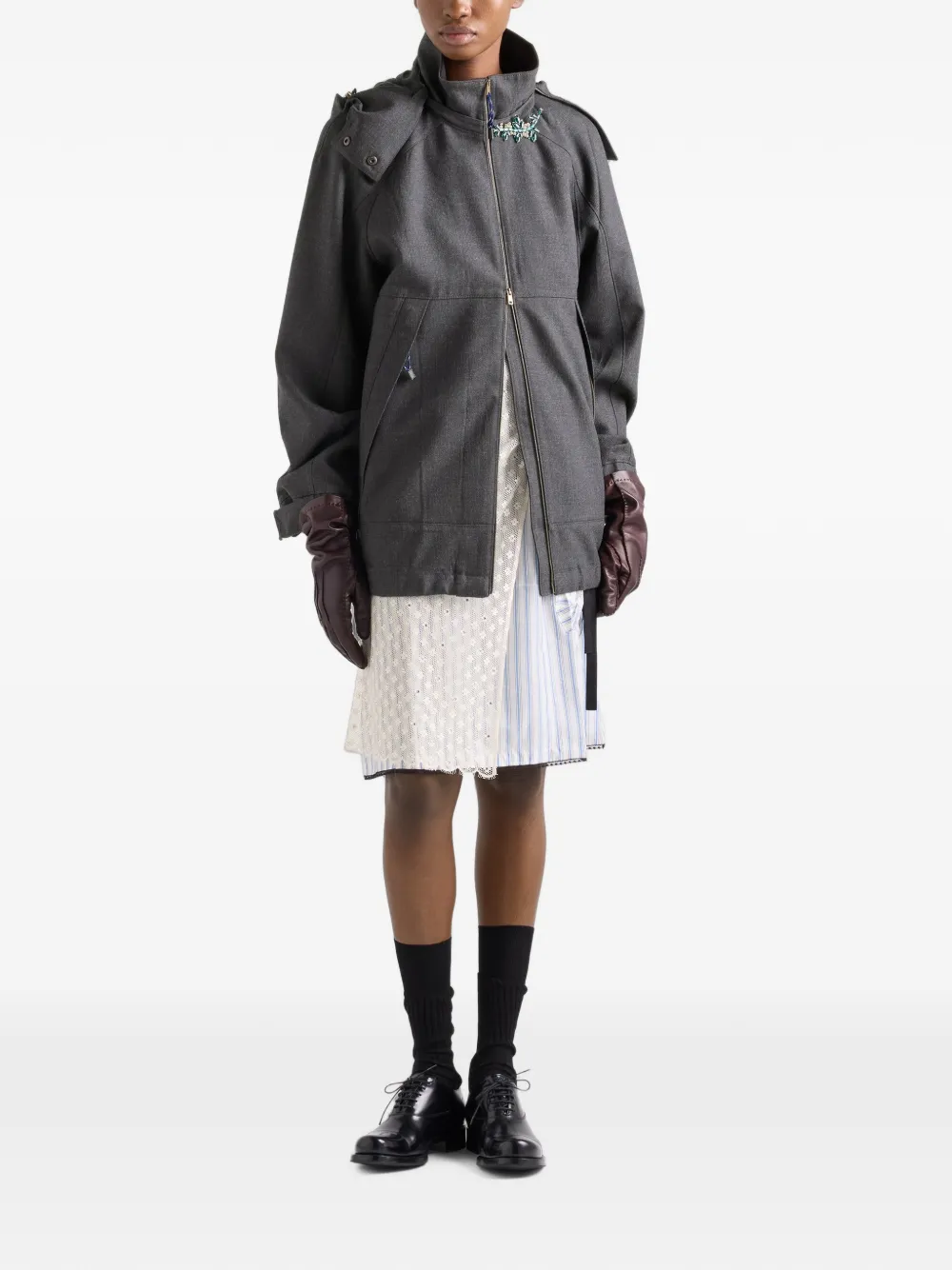 Prada Mélange wollen jack Grijs
