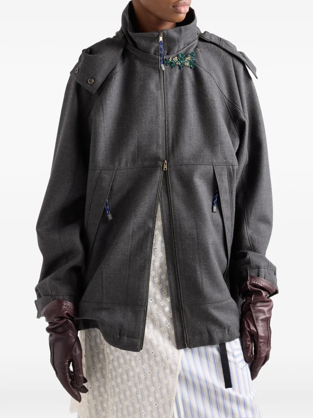 Prada Mélange wollen jack Grijs