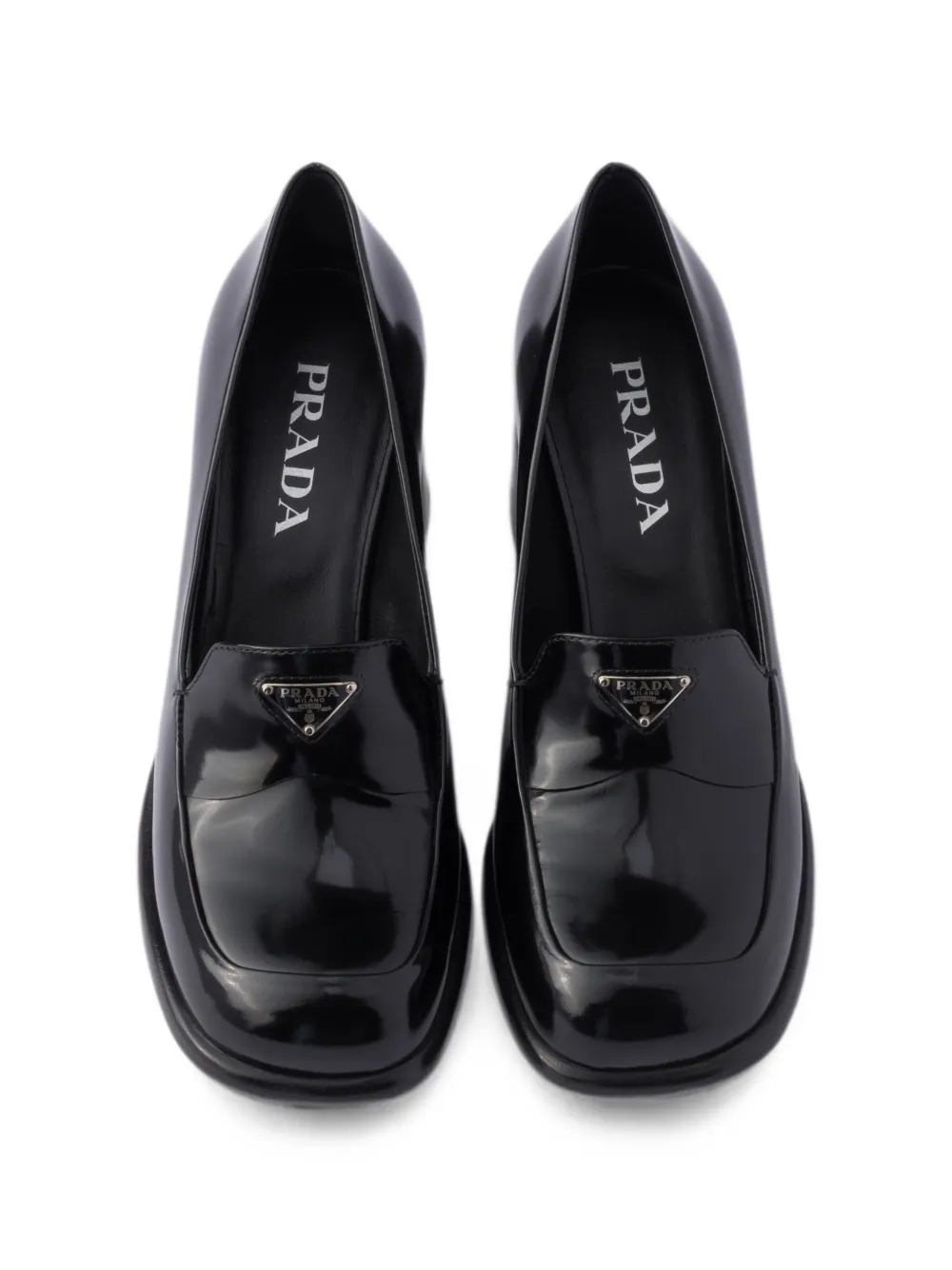 Prada brushed leather loafers Zwart
