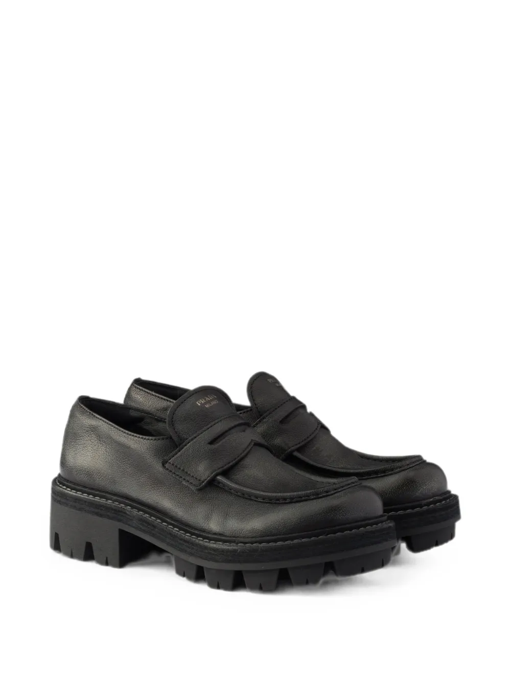 Prada leather loafers Zwart