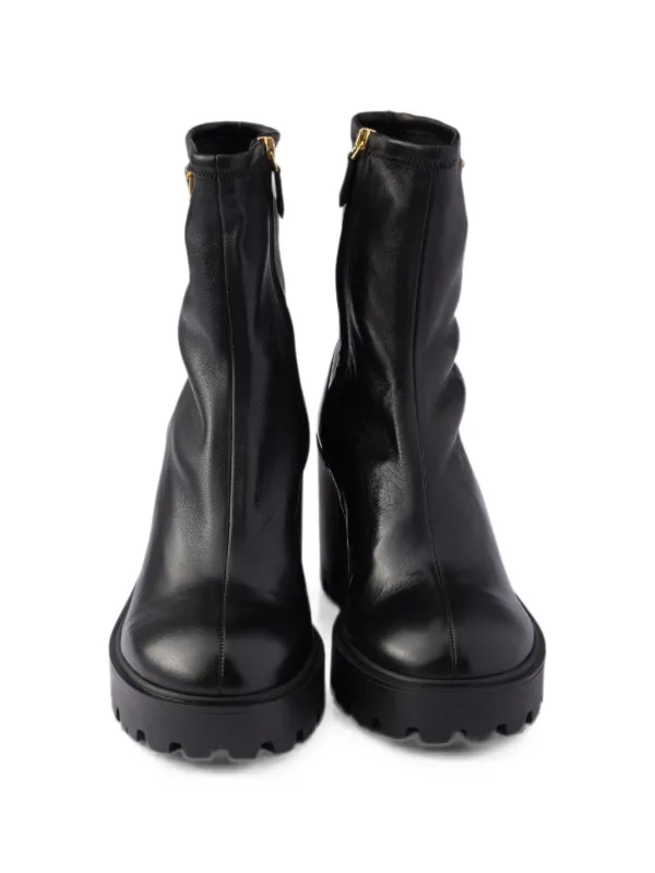 Prada logo-plaque Platform Ankle Boots | Black | FARFETCH