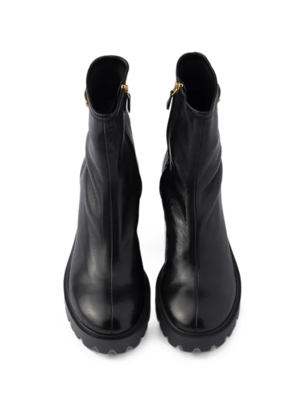 Prada logo-plaque Platform Ankle Boots | Black | FARFETCH