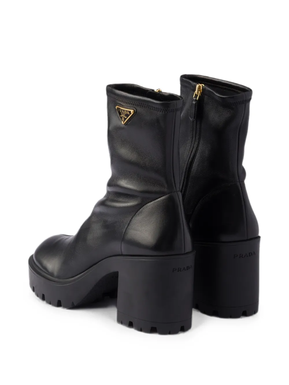 Prada stretch-nappa leather booties Zwart