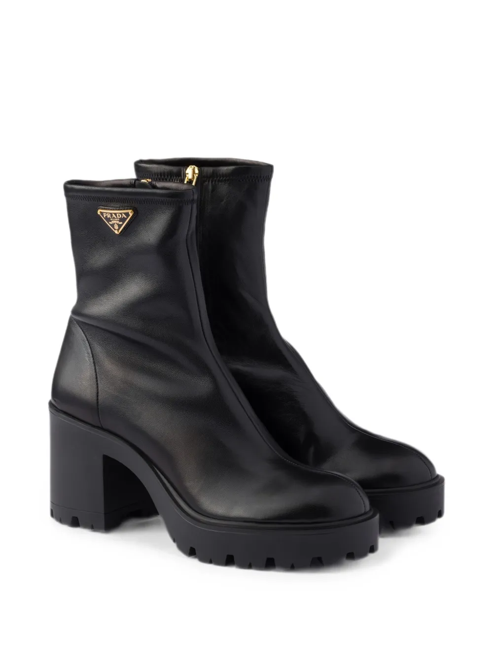 Prada stretch-nappa leather booties Zwart