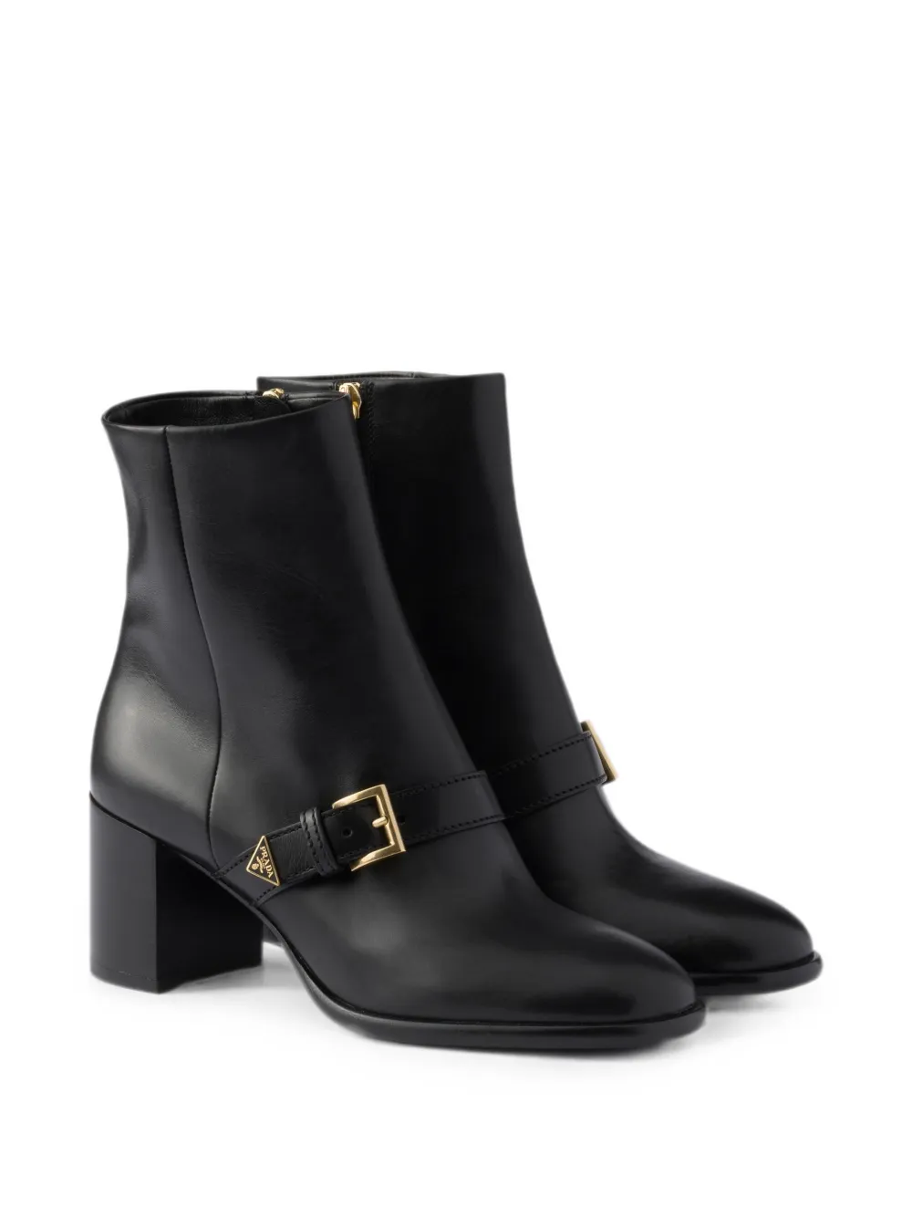 Prada leather booties Zwart