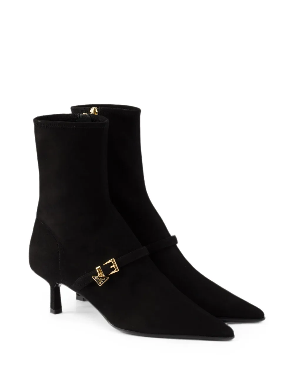 Prada stretch suede booties Zwart