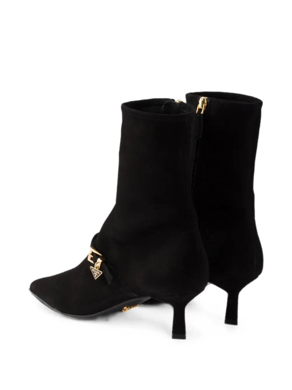 Prada stretch suede booties Zwart