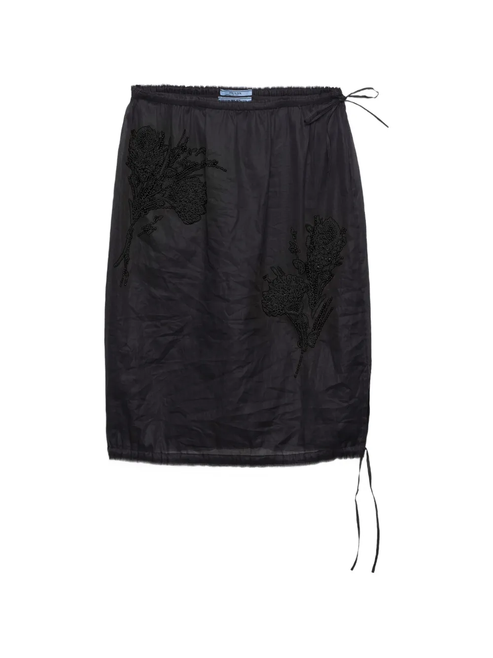 Prada Gonna midi con ricamo - Nero